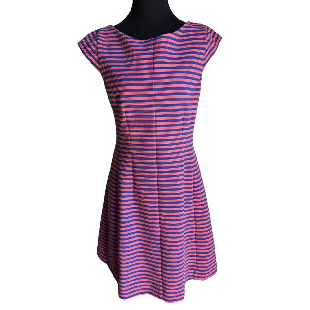 Lilly Pulitzer Pink Blue Striped Fit & Flare Dress Medium Preppy Resort